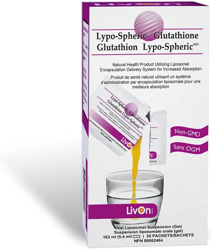 LivOn Laboratories Lypo-Spheric Glutathionone - 30 Packets – 450 mg Glutathionone Per Packet – Liposome Encapsuled for Maximum Bioavailability – Professionally Formulated – 100% Μη ΓΤΟ