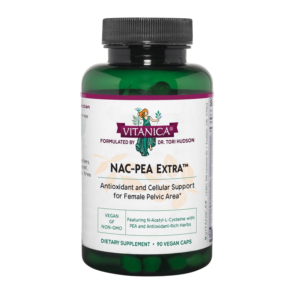 Vitanica NAC-Pea Extra - Pelvic Tisue & Antioxidant Support for Healthy Response to Joint Discomfort - Συμπλήρωμα με το εκχύλισμα Pine Bark, Curcumin Phytosome & NAC - Lady - 90 Vegan Caps