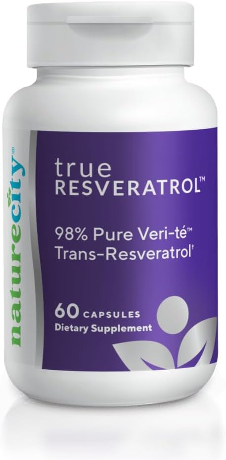 NatureCity TrueResveratrol – συμπλήρωμα ρεσβερατρόλης & Υποστήριξη κατά της γήρανσης με 75mg Trans-Resveratrol (98% Pure Veri-te) για την καρδιά, ανοσοποιητικό, οστά & Γνωστική Υγεία 