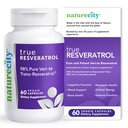 NatureCity TrueResveratrol – Resveratrol Supplement & Anti-Aging Support with 75 mg Trans-Resveratrol (% 98 Pure Data-te) for Heart, Immune, Bone & Cognitive Health | 60 Veggie Capsules