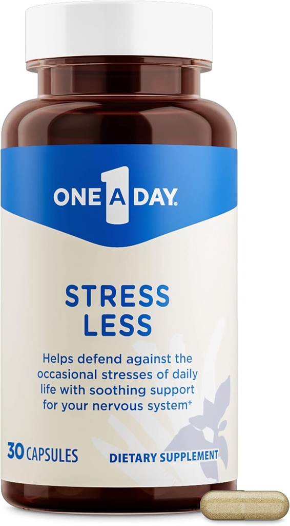 Bir Gün Stres Tamamı - Occasional Stress Relief Supplement, Ashwagandha, Passionflower ve Valerian Türleri Nervous System Support, 30 Capsules