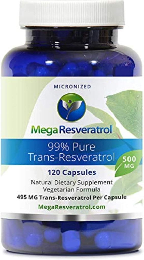 Mega Resveratrol, Farm Grade,99% Pure, Isolate, Micronized Trans-Resveratrol, 120 Veggie Caps, 500 mg per Capsule. Saf sertifikalı. Kesinlikle NO Toxic "inaktif" Malzemeler eklendi.