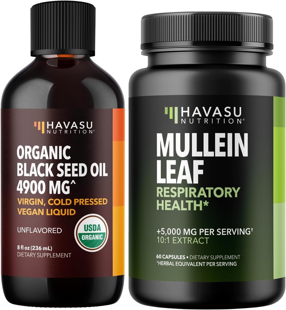 HAVASU NUTRITION Organik Siyah Tohum Yağı Sıvı + Mullein Leaf Capsules