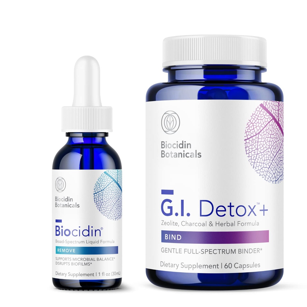 Biyo-Botanical Research Biocidin Liquid Formula (1 oz) GI Detox+ Gentle Binder - Temizleme ve Digestion Desteklemek için iki ürün - Toxin & Biofilm Removal