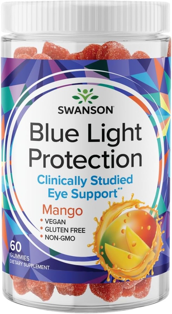 Swanson Mango Lutein ve Zeaxanthin Blue Light Protection Gummies - 60 Gummies - Retina ve Macular için Vegan Vizyon Tamam