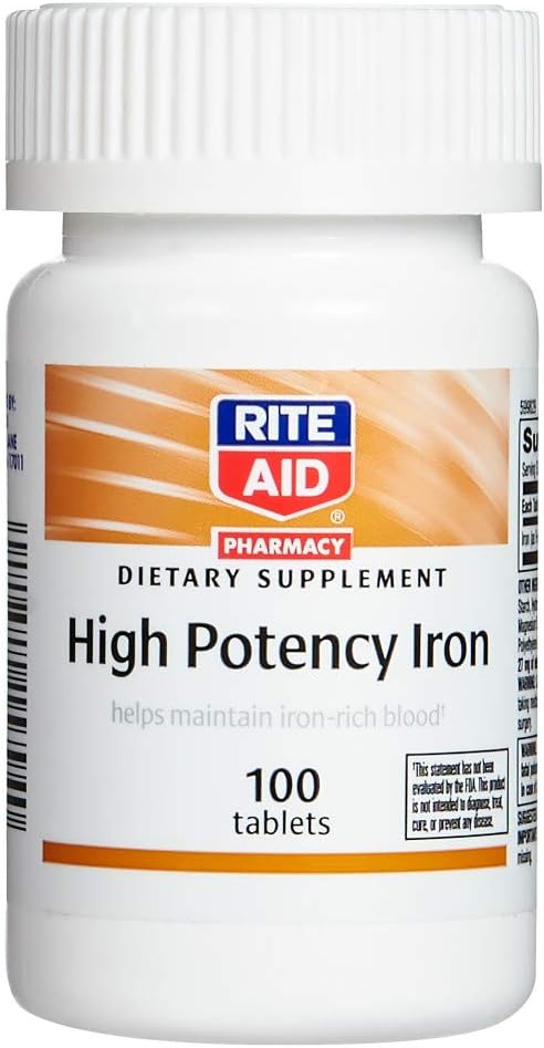 Rite Aid Υψηλής ισχύος δισκία σιδήρου - 100 κόμης