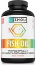 Zhou Fish Oil – Fish Oil Supplement for Women & Men, Omega 3 Fatty Acid, Natural Source of DHA & EPA for Yetişkinler, Burpless, Pure, Heart & Common Health - 120 Softgels