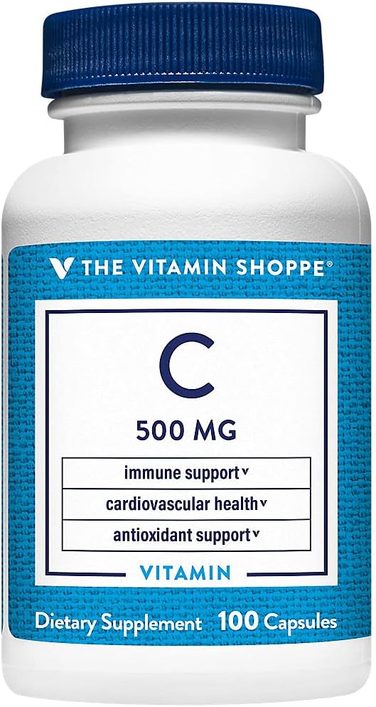 Η βιταμίνη Shoppe βιταμίνη C 500MG, αντιοξειδωτικό που υποστηρίζει την ανοσοποιητική και καρδιοαγγειακή υγεία (100 κάψουλες)