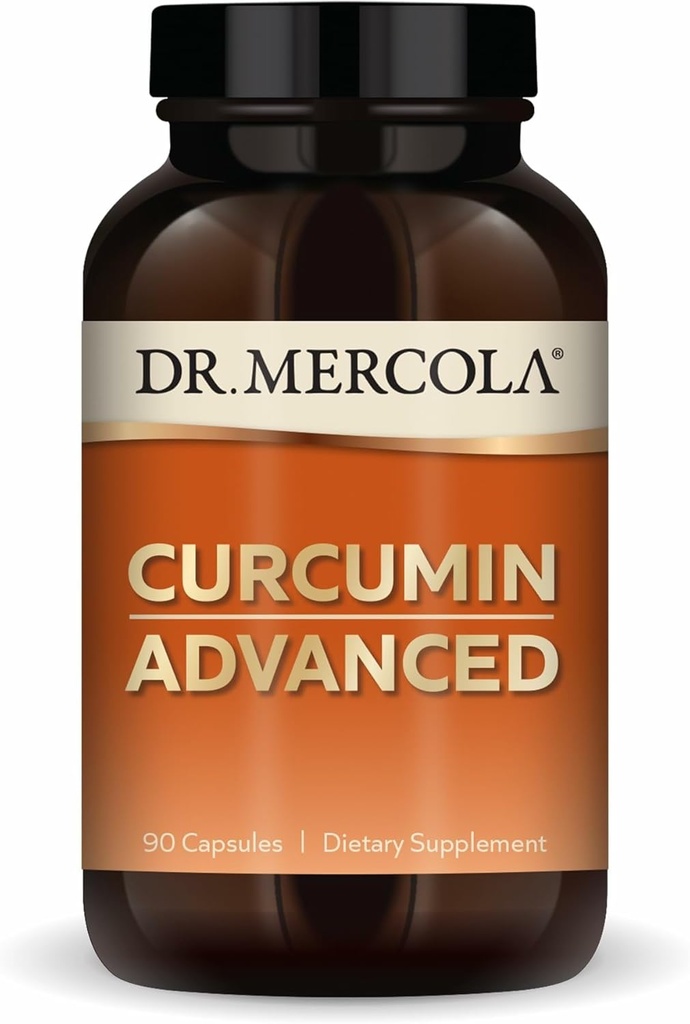 Dr. Mercola Curcumin Advanced, 90 Servisler (90 Capsules), 500 mg Per Capsule, Diyetsel Supplement, Destekler Vizyon Sağlık ve Zihin Odaklığı, Non-GMO
