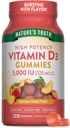Doğanın Gerçek Vitamin D3 Gummies | 5000 IU | 120 Kont | Vegetarian, Non-GMO & Gluten Free Supplement | Natural Peach Flavor, Pack of 1