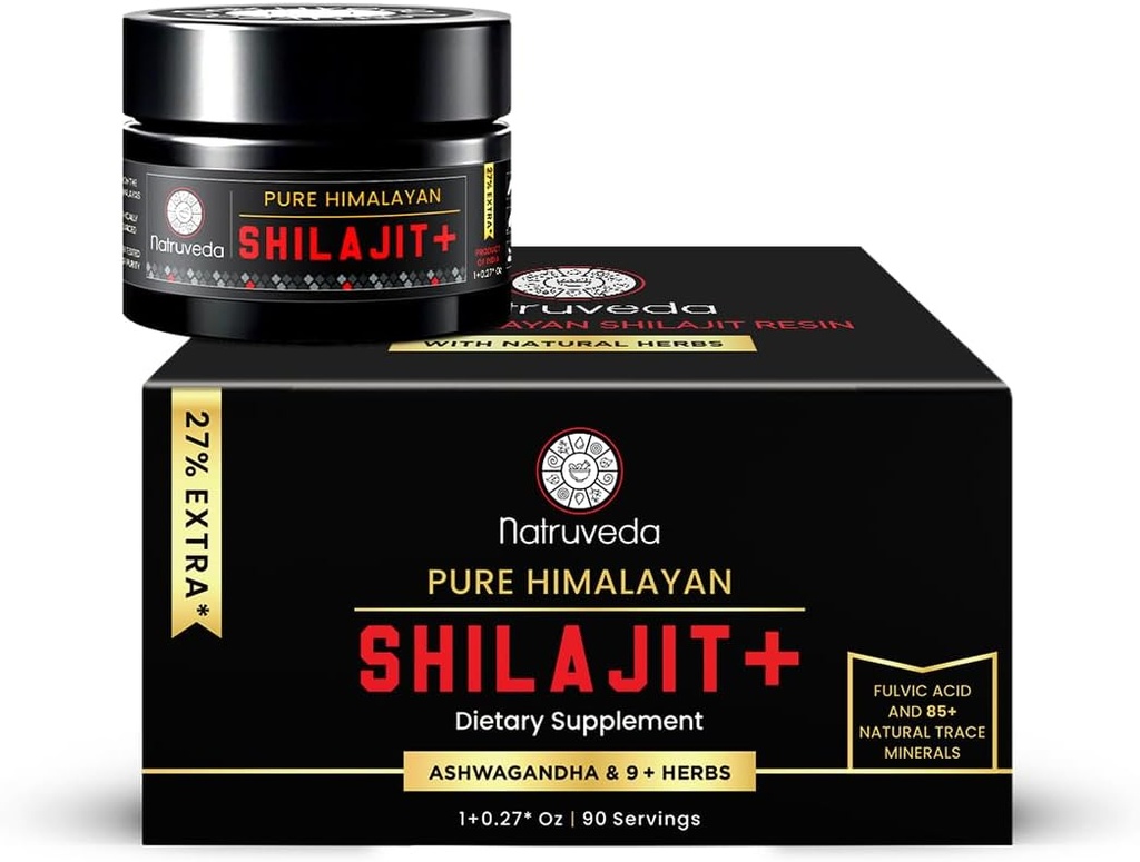 Resin για άνδρες & γυναίκες - Βιολογικά Shilajit, Fulvic Acid & 85+ Φυσικό Ορυκτά Ίχνη - Ayurvedic Διαιτητικό Τσάι Resin, 10 φυσικά συστατικά f - 90 εξυπηρετούν, 1.27oz