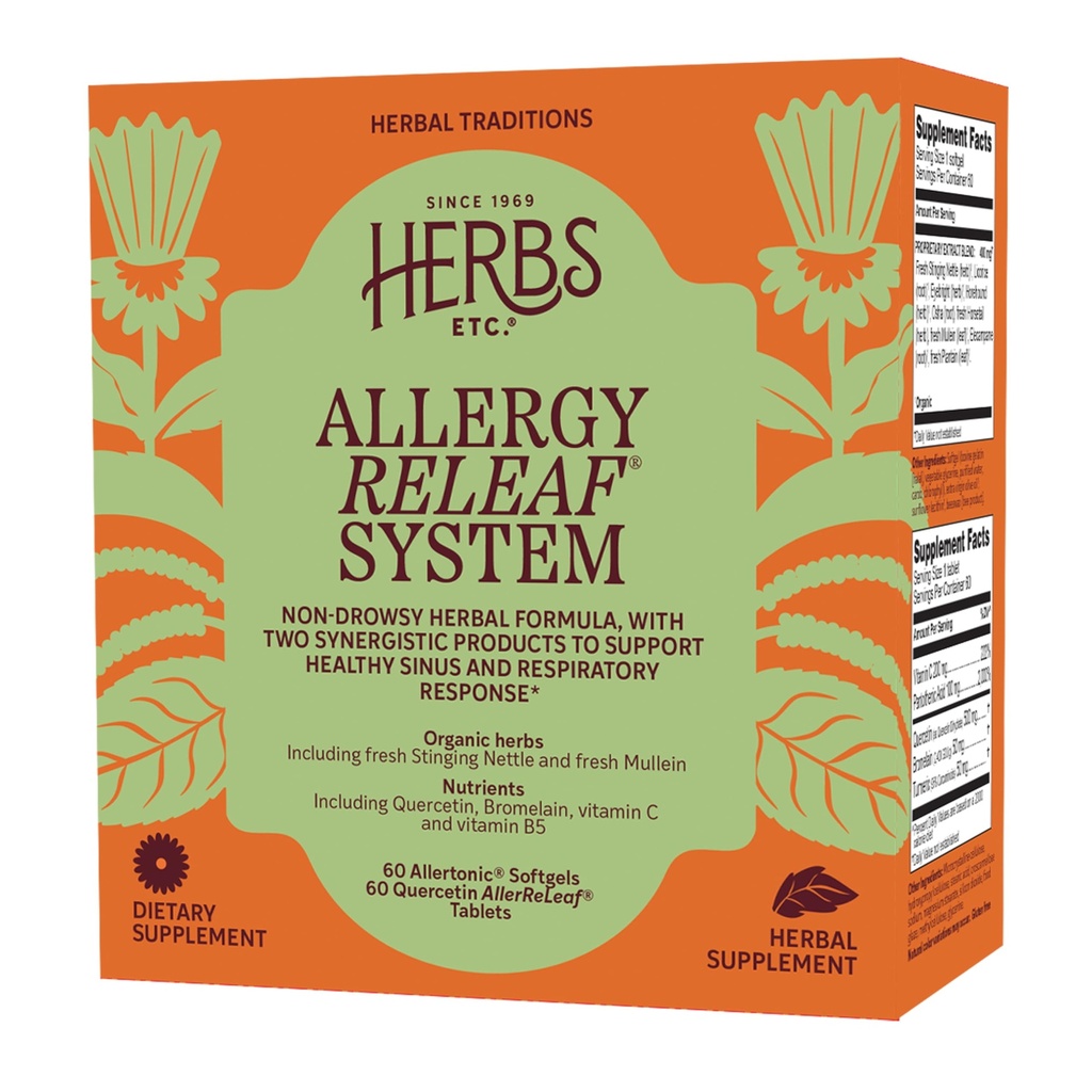 Herbs Etc. Alerji ReLeaf System - Mevsim Discomfort Supplement - Sneezing & Itchy Eyes - Supports Sinus Function - 60 Softgels, 60 Tablet (60 Hizmet)