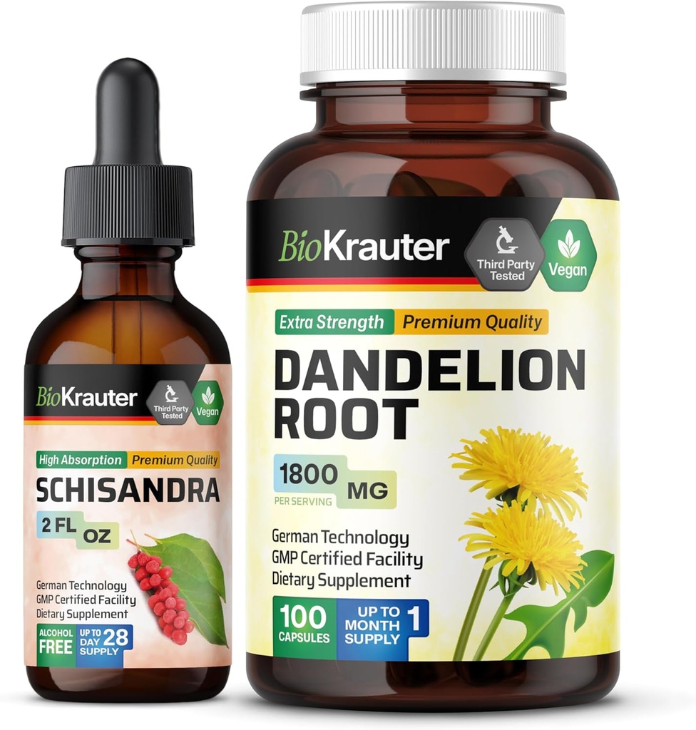 BIO KRAUTER Βάμμα Schisandra 2 Fl. Oz. & Dandelion 100 Κάψουλες