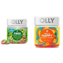 OLLY Fiber Gummy Ring, 5g Prebiyotik Fiber, FOS (Fructo-oligosaccharides), Digestive Support & Hello Happy Gummy Worms, Mood Balance Support, D, Saffron, Yetişkin Chewable Supplement