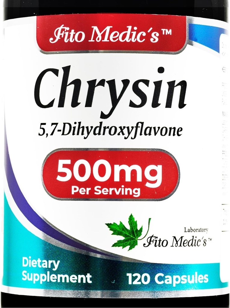 FITO MEDIC'S - Chrysin - 500 mg- ile - Tutku Çiçek - 120 Capsules, Ultra yüksek Abhidrasyonlar.