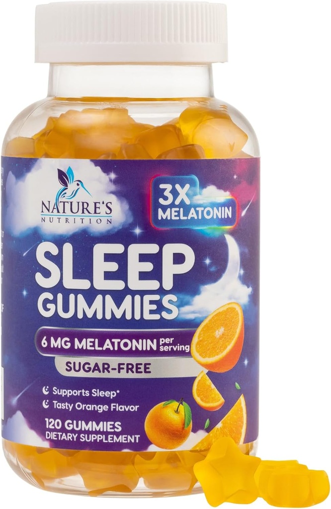 Μελατονίνη Ύπνος Gummies Ζάχαρη Δωρεάν - 6 mg Μελατονίνη Όσπρια Ύπνου για Ενήλικες, Επιπλέον Δύναμη Συμπληρώματα Όσφρησης Ύπνου, Περιστασιακό Συμπλήρωμα Υποστήριξης Ύπνου, 6mg Gomitas para Dormir - 120 Count