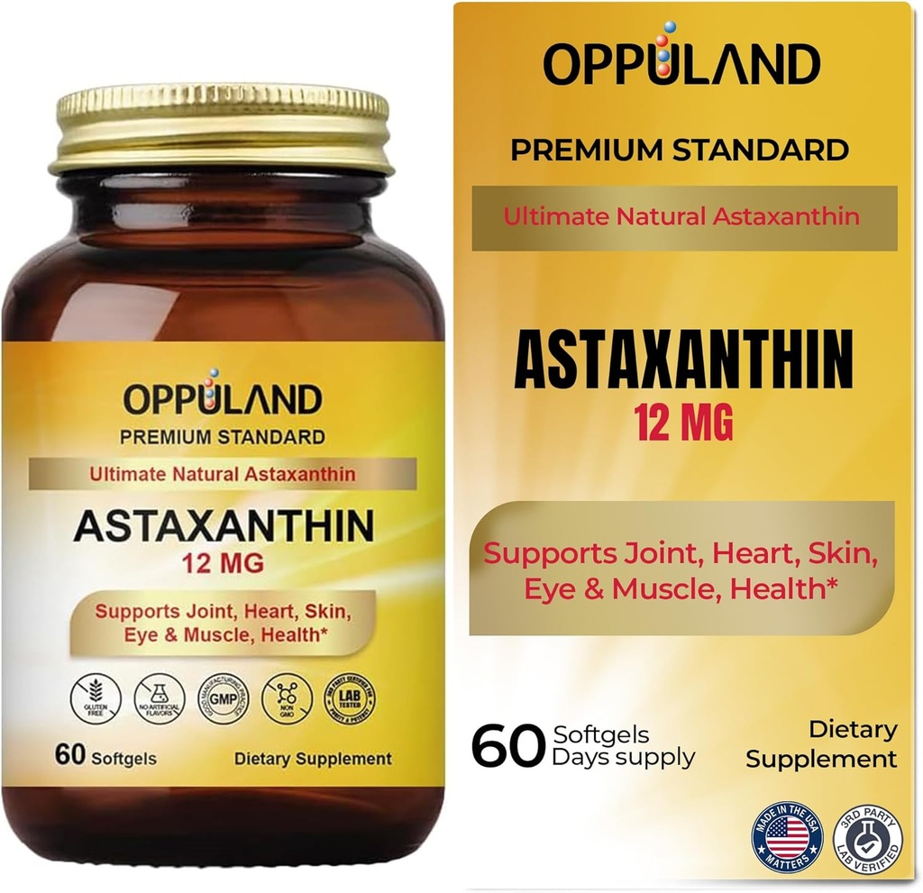 Astaxanthin 12 mg | 60 Softgels | Ortak, Kalp, Cilt ve Kas Sağlığı