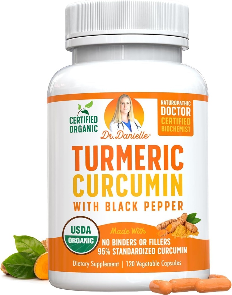 Organik Turmeric Curcumin with Black Pepper Extract 2000mg - Yüksek Abhidrasyon Ultra Potent Supplement -% 95 Curcuminoids - Vegan, Ortak Destek için GMO - 120 Capsules