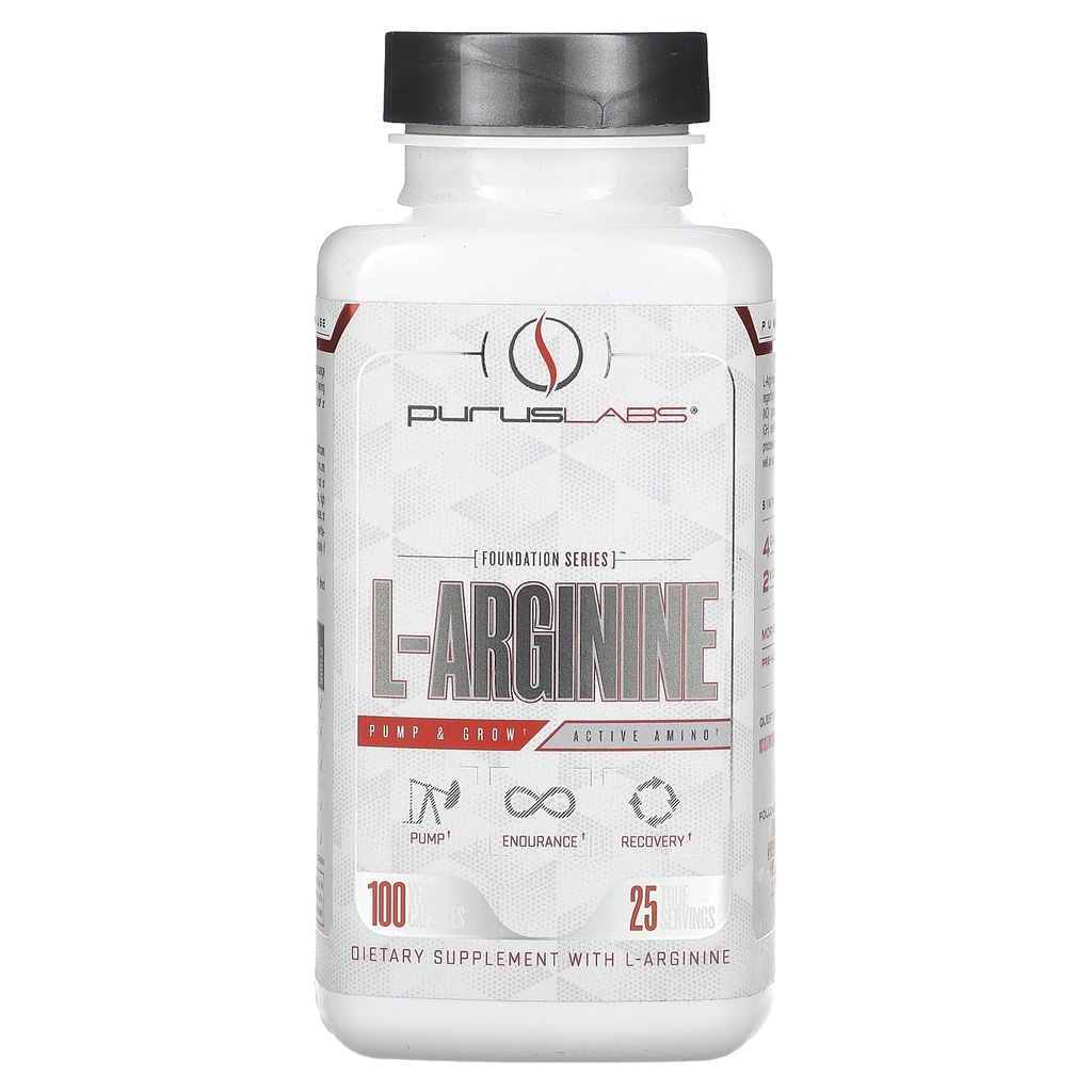 Purus Laboratuvarları L-Arginine ActiveEnergy Acid | Endurance, Pumps, & Muscle growth | Nitrik Oksit, 100 Veggie Capsules