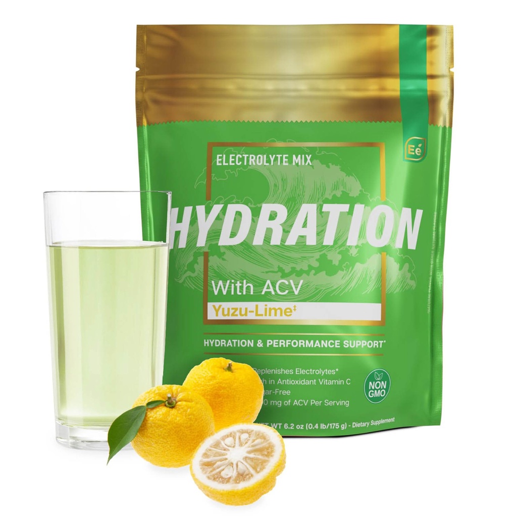 Temel Elements Hydration Packets - Yuzu Lime Pack - Sugar Free Electrolytes Toz Packets - 25 Stick Packs of Electrolytes Toz No Sugar - Hydration Drink - ACV & Vitamin C