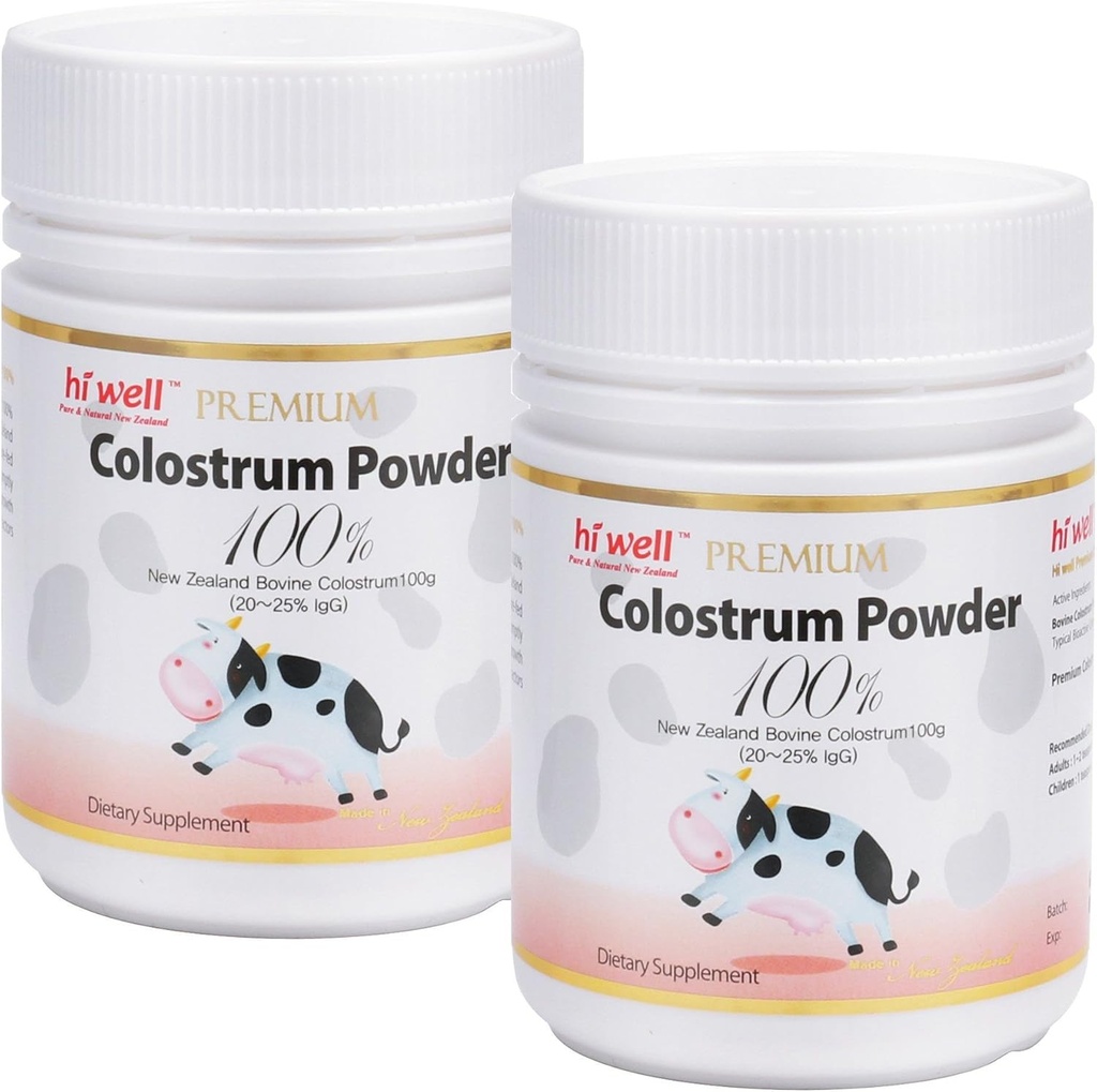 (Pack of 2) Hi Well Premium Pure New Zealand Bovine Grass-Fed Colostrum Toz %100 100g