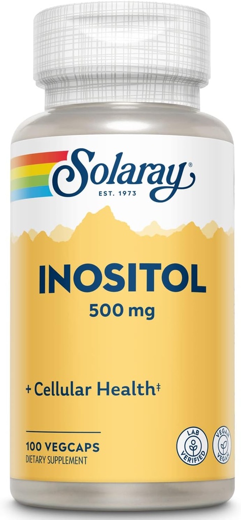 SOLARAY Inositol 500 mg Capsules | Sağlıklı Beyin, Cardiovascular, Nervous System Function ve Mood | Non-GMO, Vegan | 100 VegCaps