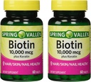 Spring Valley 1000006 Biotin 100 mg Keratin Diyeter Supplement, 60 Kont (Pack of 2)