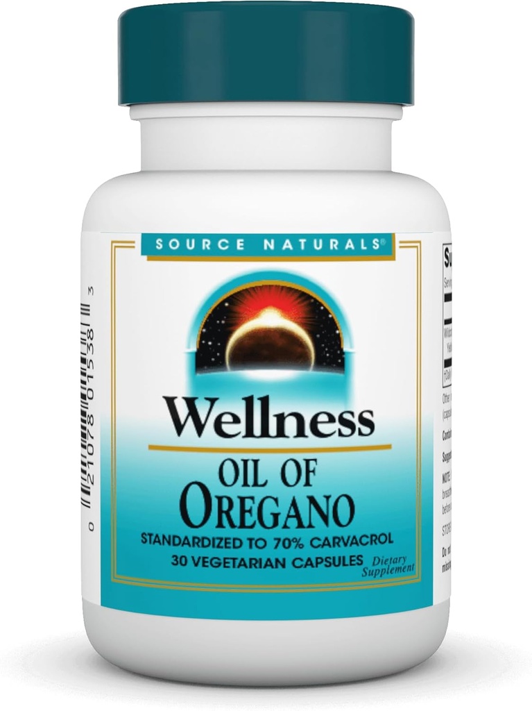 Πηγή Naturals Wellness Oil της Ρίγανης - Standardized to 70% Carvacrol - 30 κάψουλες χορτοφάγων