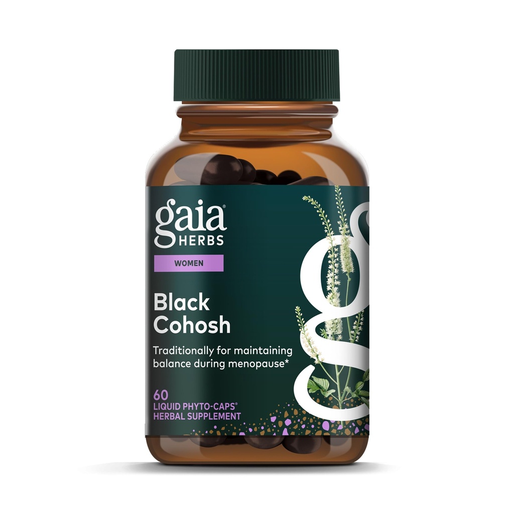 Gaia Herbs Μαύρο Cohosh - Συμπλήρωμα υποστήριξης εμμηνόπαυσης για να βοηθήσει στη διατήρηση ισορροπίας ορμονών και υγείας για τις γυναίκες - με οργανικό μαύρο Cohosh - 60 Vegan υγρό Phyto-Capsules (30-Day Supply)