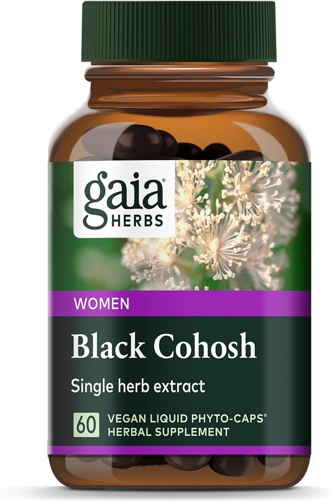 Gaia Herbs Black Cohosh - Menopause Support Supplement to Help maintain Hormon Balance and Health for Women - with Organic Black Cohosh - 60 Vegan Sıvı Phyto-Capsules (30-Day Supply)