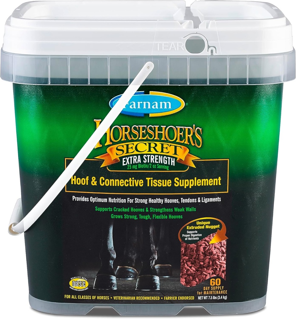 Farnam Horseshoer's Secret Extra Strength Hoof Supplements & Connective Tcon Supplement, Güçlü, Sağlıklı Hooves, Tendon & bağlar, 7.5 lbs, 60 Day Supply
