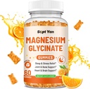 Magnezyum Gummies for Yetişkinler - Magnezyum B6, L-theanine, Vitamin D, CoQ10 - Magnezyum Comlex Gummies for Mood, Bone & Muscle, Sugar Free Orange Flavor 60 ct