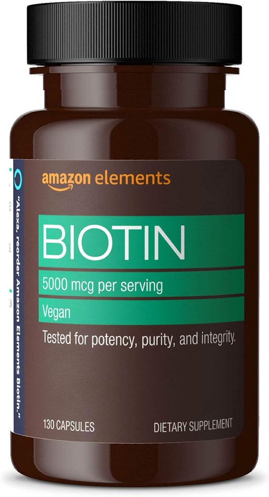 Elements Vegan Biotin 5000 mcg - Saç, Skin, Nails, 130 Capsules (4 ay tedarik) (Pazarlama değişebilir)