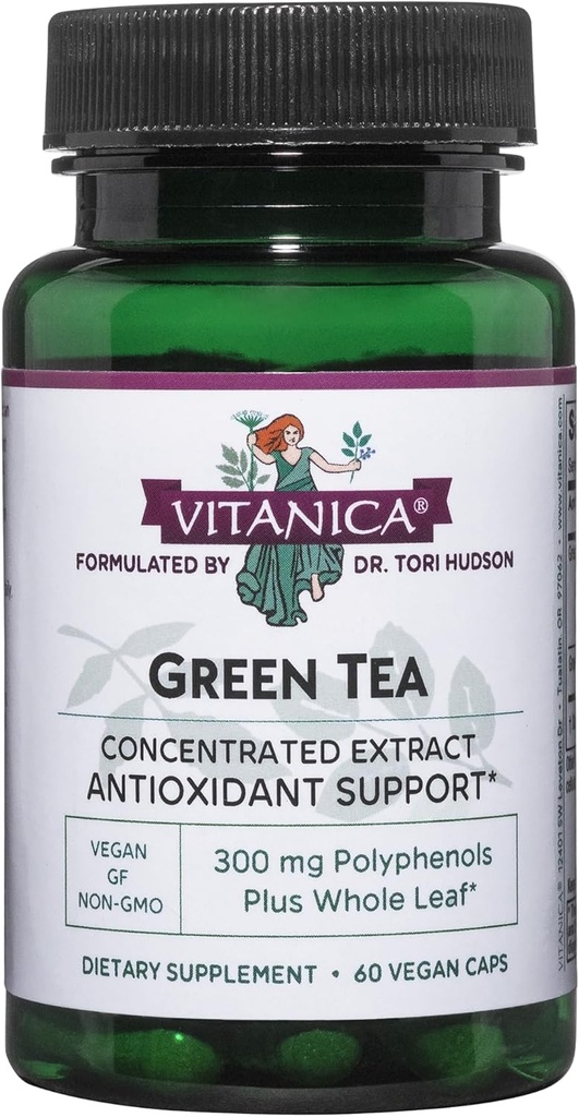 Vitanica Green Tea Extract Supplement 330 mg,% 45 EGCG,% 98 Polyols ve% 80 Catechins, Enerji Antioksi ve Immune Support, Vegan, 60 Capsules
