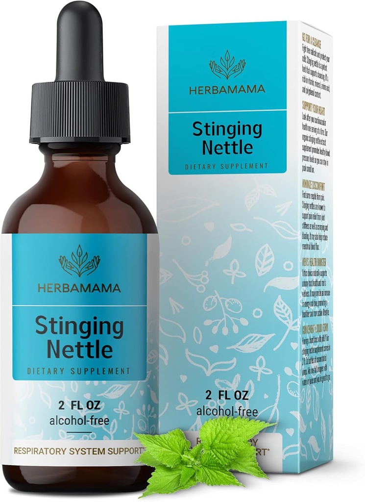 HERBAMAMA Nettle Tincture – Vegan Urinary Tract Support with Sting Nettle Root - Non-GMO, Alkol & Sugar-Free Urtica Dioica Supplement - 84-Day Supply