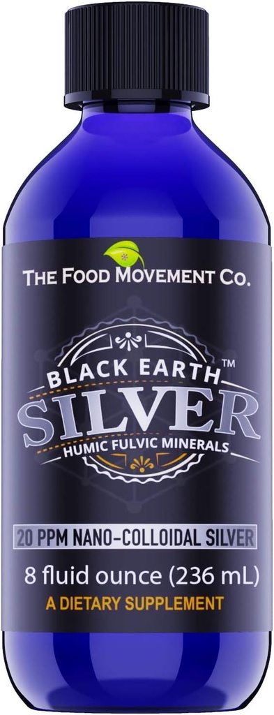 Gıda Hareketi Black Earth Silver, Humic Fulvic Acids, Trace Minerals for Immune Support, Detox, Gut Health – 8 fl oz Liquid Drops Supplement