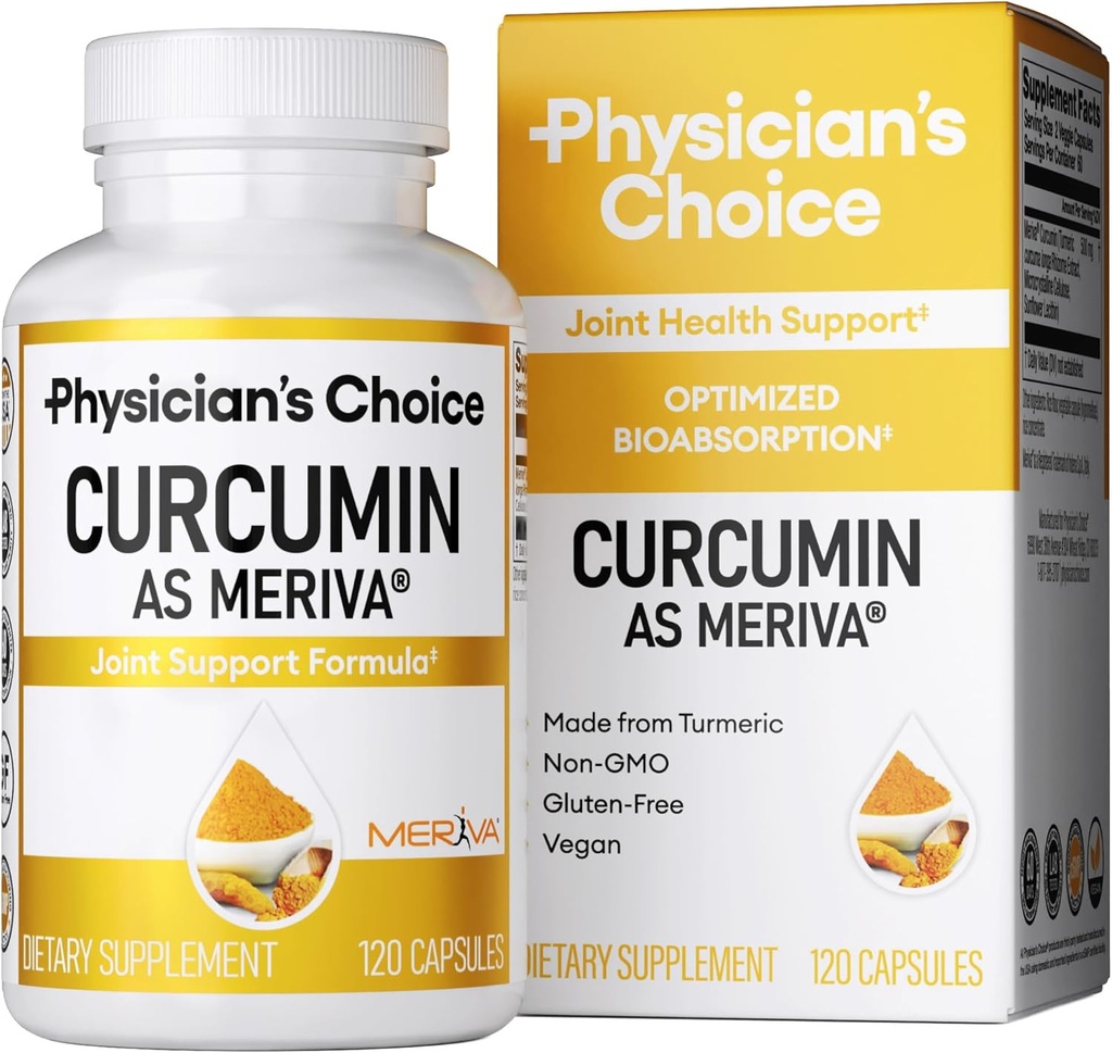 Doktorun CHOICE Curcumin Meriva 500 - Klinik olarak Studied - Sıradan Turmeric Curcumin Supplements - Bilimsel Araştırmalı Ortak Destek - 120 Capsules