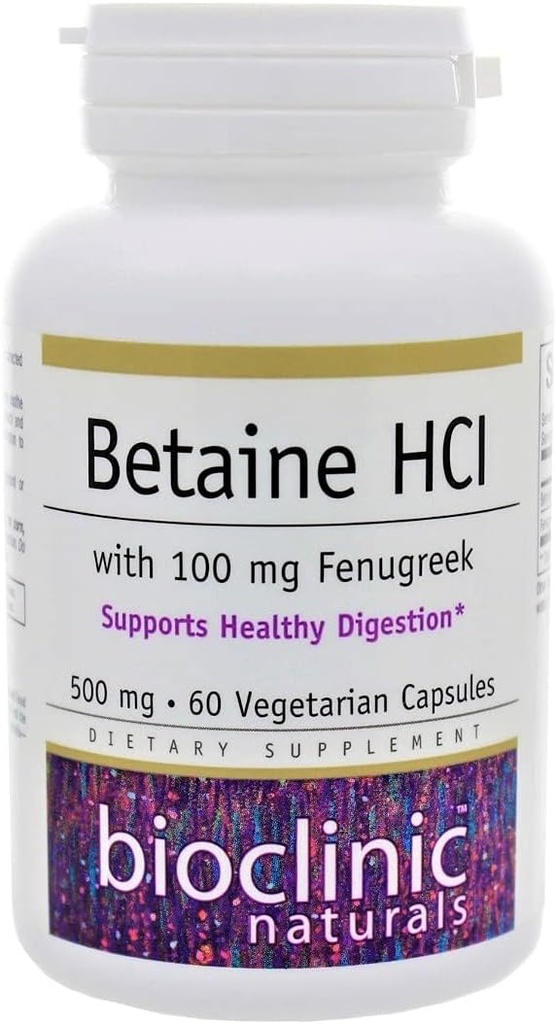 Bioclinic Naturals – Betaine HCL ile Fenugreek 60 Veggie Capsules by Bioclinic Naturals