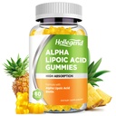 Άλφα Lipoic Acid Gummies 1000Mg με Βιοτίνη, Υψηλή απορρόφηση Μασώμενο συμπλήρωμα ALA για Αντιοξειδωτικό, Εγκεφαλική Υγεία και Νευρική Υποστήριξη, Ανανάς Γεύση, Χωρίς ζάχαρη, 60 μάσημα