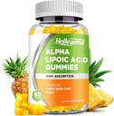 Alfa Lipoic Acid Gummies 1000Mg with Biotin, High Abxia Chewable ALA Supplement for Antioksi, Brain Health and Nerve Support, Pineapple Flavor, Sugar Free, 60 Chews