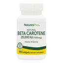 Natures Plus Natural Beta Carotene - 25,000 eu Βιταμίνη Α & Βιταμίνη Ε, 90 Softgels - Συμπλήρωμα ματιών, Αντιοξειδωτικό, Βοηθήματα στην Ελεύθερη Ριζοσπαστική & Φυσική Κυτταρική Άμυνα - Χωρίς Γλουτένη - 90 Υπηρεσίες