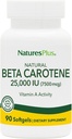 Natures Plus Natural Beta Carotene - 25.000 iu Vitamin A & Vitamin E, 90 Softgels - Eye Supplement, Antioksi, Aids in Free Radikal & Natural Cellular Defense - Gluten-Free - 90 Hizmetler