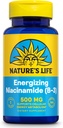 Nature's Life Energying Niacinamide 500mg - Χωρίς Flush Vitamin B 3 Niacin Supplement - Νευρική λειτουργία, Μεταβολισμός και υγιής ενεργειακή υποστήριξη - 60 ημερών εγγύηση, εργαστήριο Επαληθευμένο, 100 σερβιέτες, 100 δισκία
