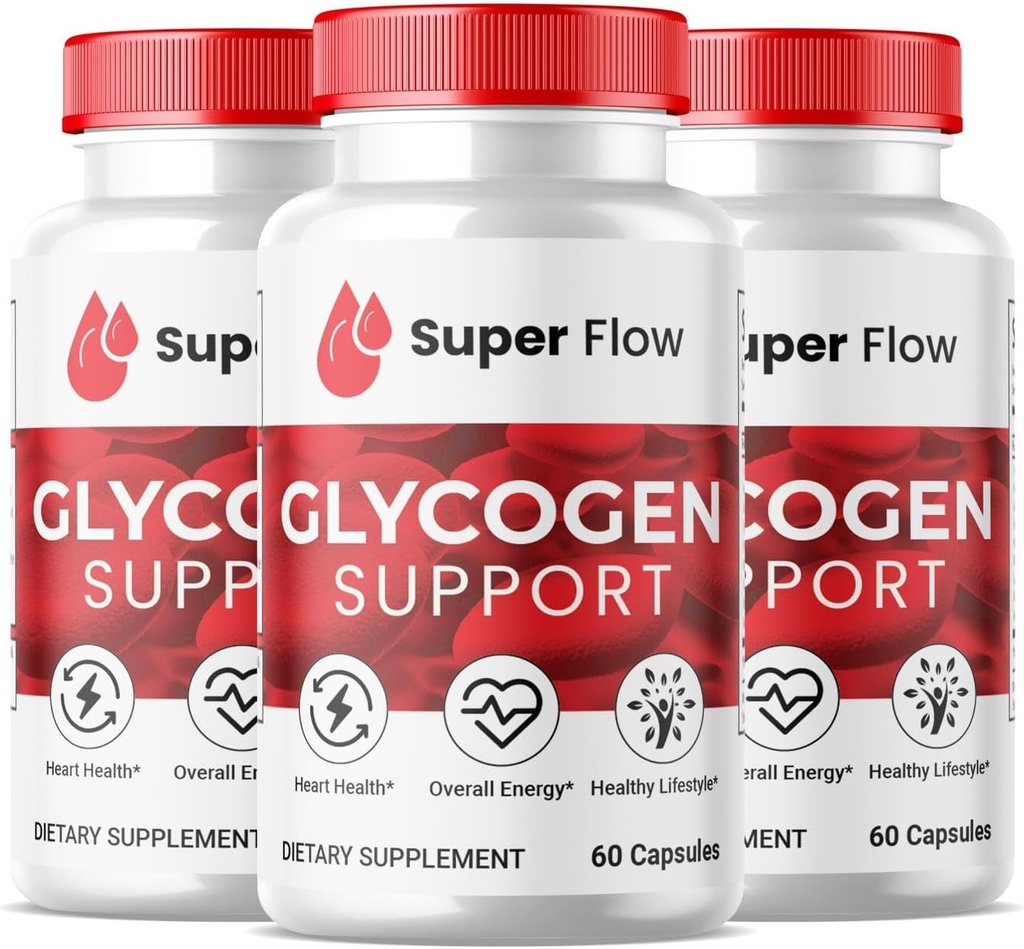 (3 Pack) Super Flow Glycogen, SuperFlow Glycogen Support Capsules, Glyco Optimizer Formula, Doğal Kan Gemi Temiz, Premium Super Flow Glycogen Support (180 Capsules)