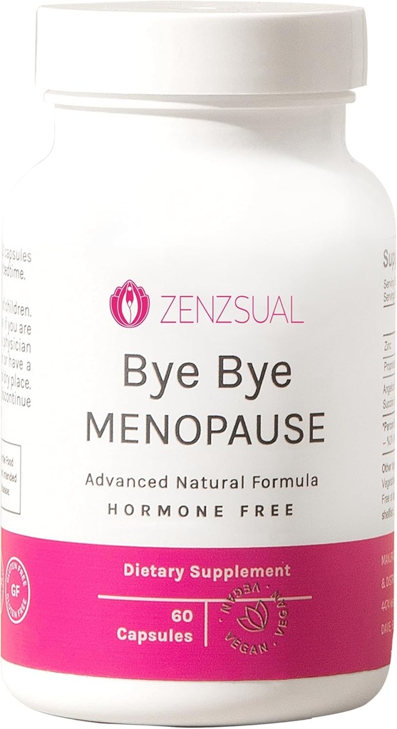 ZENZSUAL Bye Bye Menopause with Melatonin – Natural Menopause Support for Women – Hot Flashes, Night Sweats, Hormon Balance & Restful Sleep – Vegan, Estrogen-Free Menopause Supplement – 60 Capsules