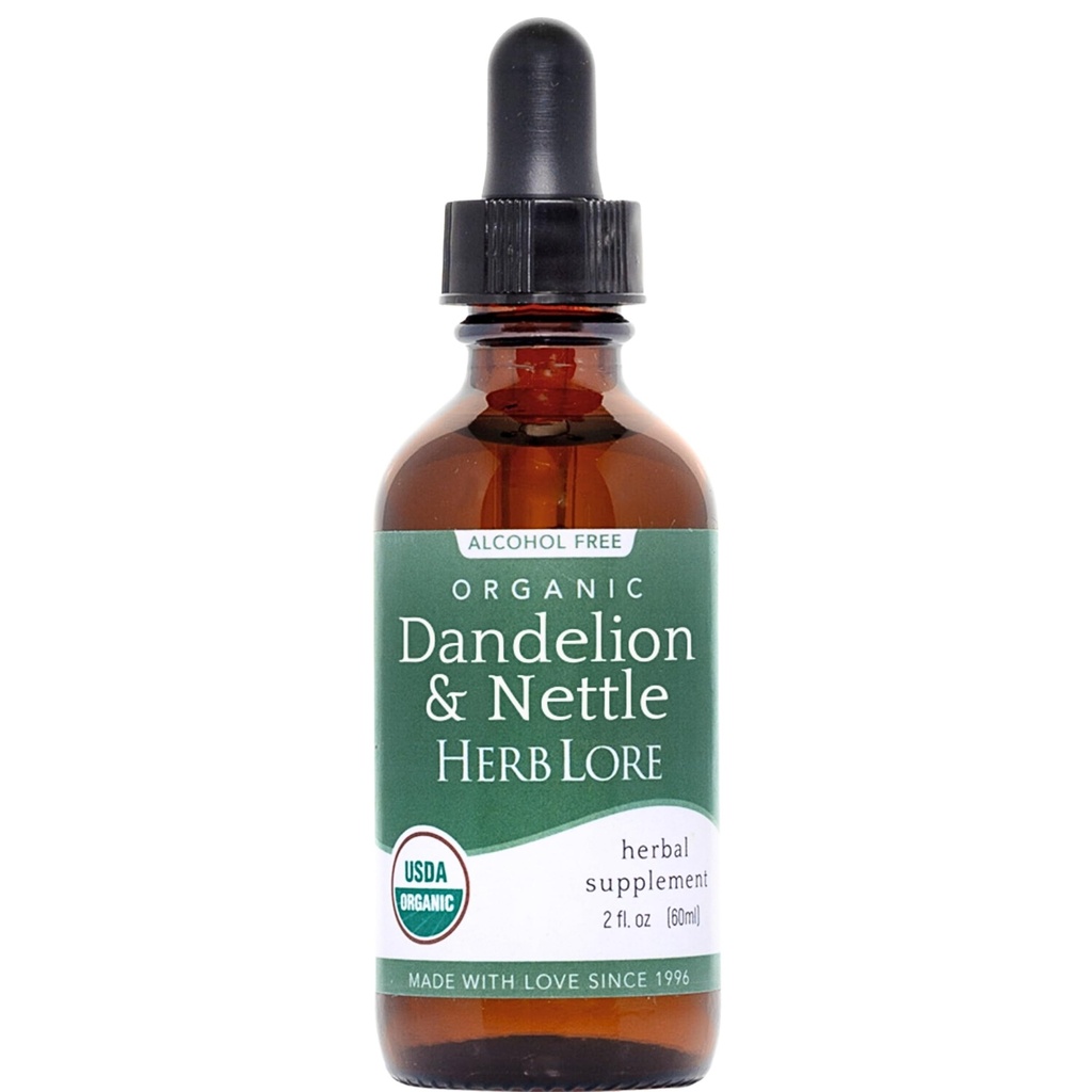 Herb Lore Organic Dandelion & Βαφή Βαμβάκι - Liquid Dandelion Leaf & Stinging Nattle Leaf Extract Drops (2 fl oz)