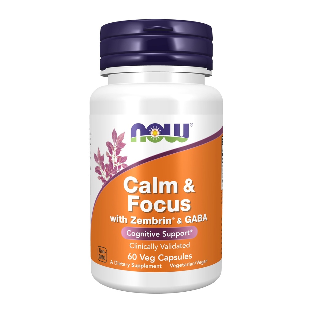 Şimdi, Calm & Focus ile Zembrin® & GABA, Bilişsel Destek*, Klinik olarak Geçerli, 60 Veg Capsules