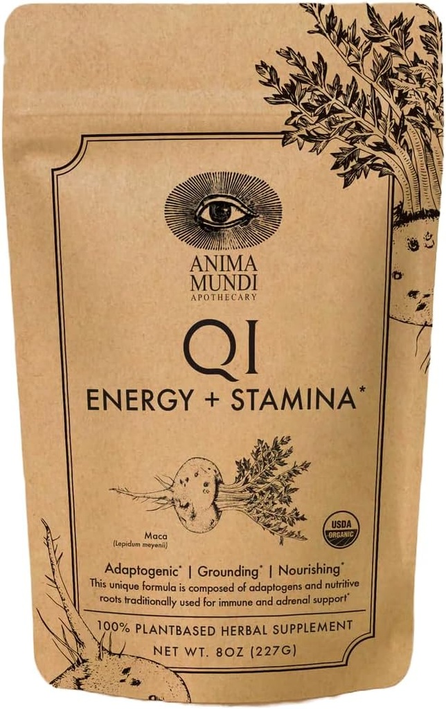 Simdi Mundi Apothecary Qi Energy & protein Superfood Toz - Ashwagandha & Terpery Elm ile Uyumsuz Adrenal Destek Supplement - Mood & Energy Support Supplement & Protein (8oz / 227g)