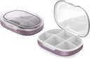 Pill Organizer, Pill Box 2 Pack, Small Pill Case for Purse & Pocket, Daily Medicine Vitamin Pill Box, Fish Oil Box, Supplement Box 2 Apples (Six-Compartment) (Russet)