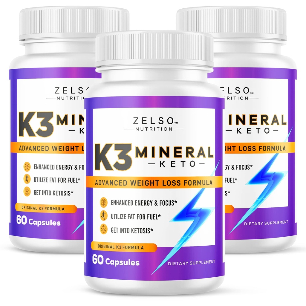 ZELSO (3 Pack) K3 Mineral Ağırlık Kadınlar ve Erkekler için Pilleri Yitirir, K3 Mineral Pills - K3 Salt Mineral, Vitamin + K3 Capsules Supplement for Keto Kilo Kaybı - 3 Ay Supply